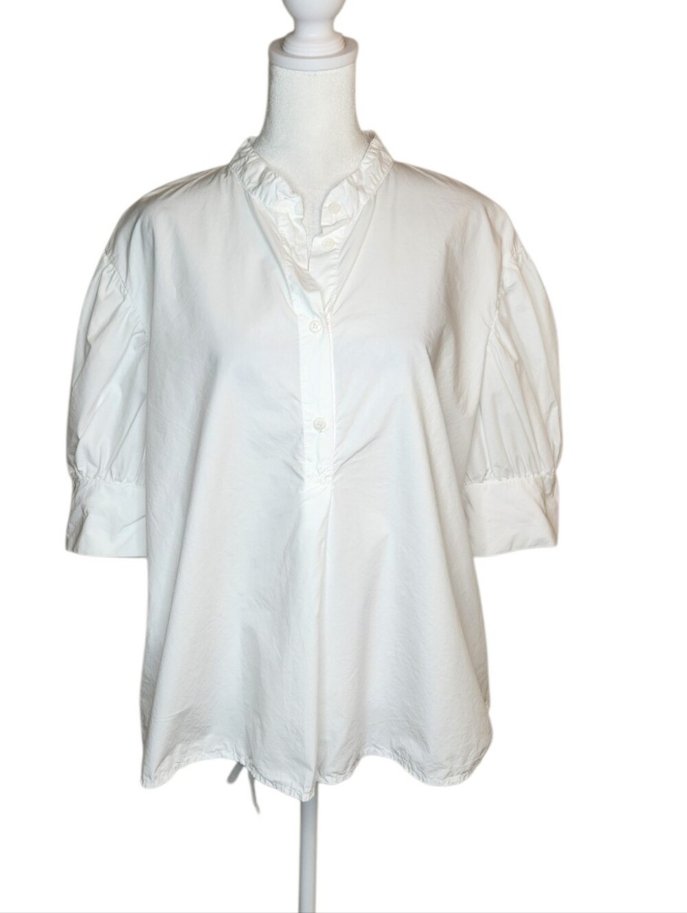 Stark X White Popover Short Puff Sleeve Top Size Large